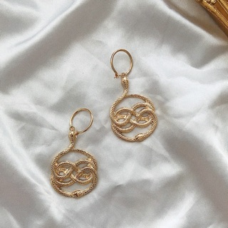 (Ảnh thật) Bông tai Hàn Quốc✨Khuyên tai mạ vàng hình đầu rắn nghệ thuật