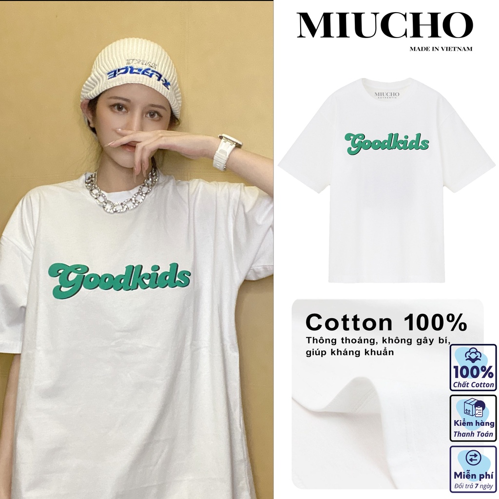 Áo phông nữ form rộng tay lỡ unisex đẹp, áo thun nữ form rộng tay lỡ unisex cotton hàn quốc AT118 Miucho basic tee