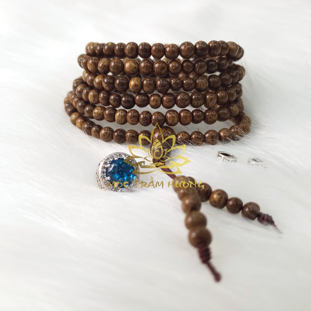 Vòng Tay Trầm Hương 216 Hạt 4mm MIX Charm Bạc S925 (Xanh Da Trời) - MTH JEWELRY