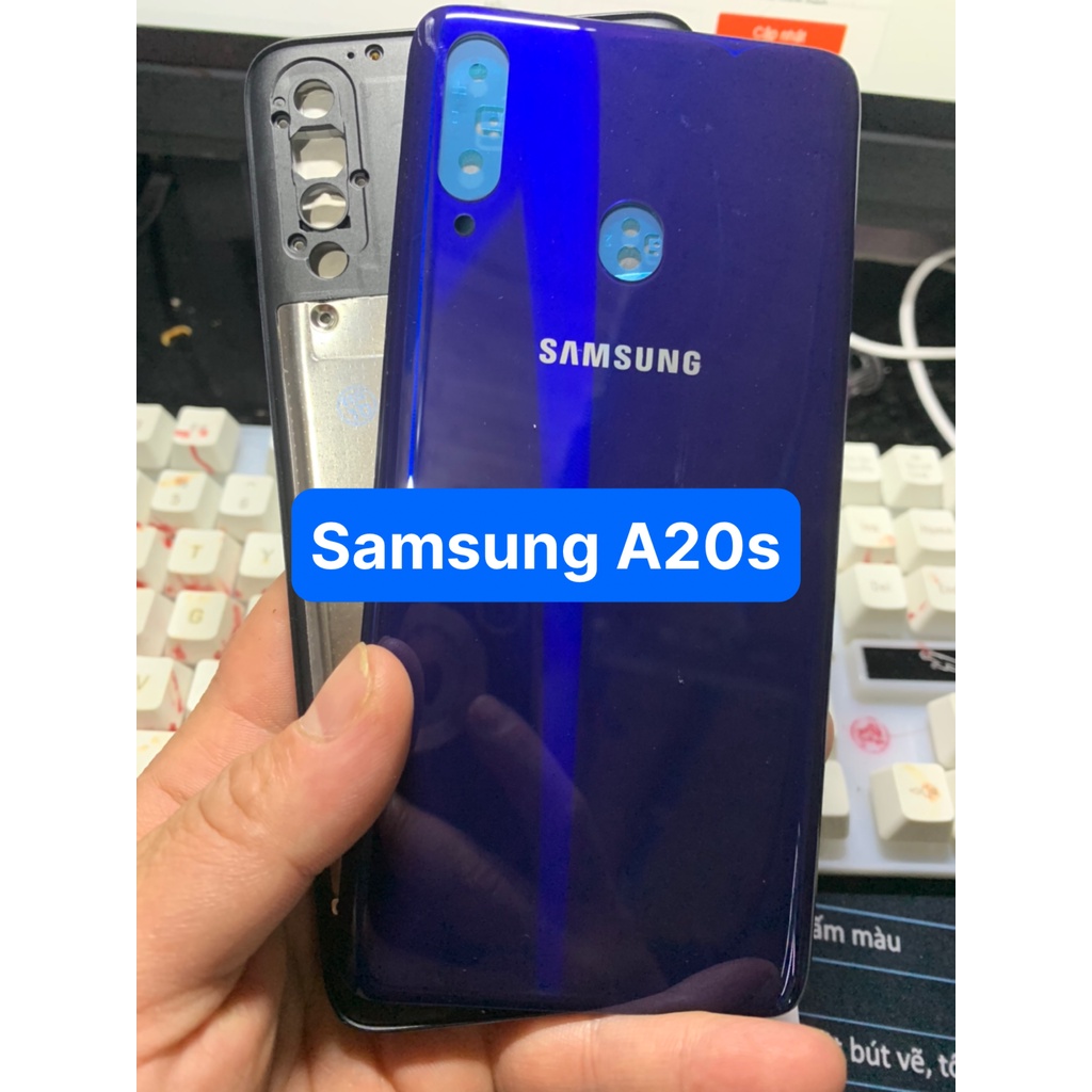 Bộ vỏ điện thoại zin hãng samsung A20s . gồm xương, lưng, sườn, phím bấm