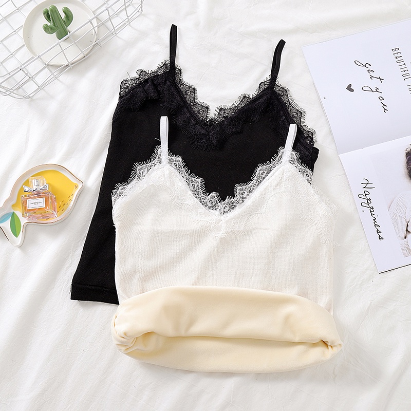 Áo Không Tay Phối Ren Chất Liệu Cotton Thời Trang Mùa Thu Đông Dành Cho Nữ