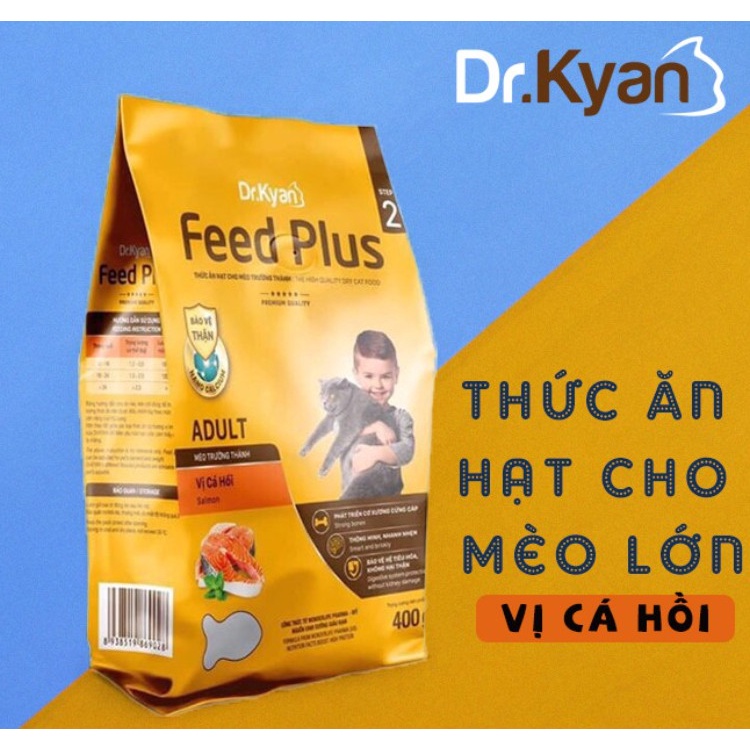 Thức Ăn Hạt Cho Mèo Lớn Feed Plus Dr.Kyan – Vị Cá Hồi Gói 400 g