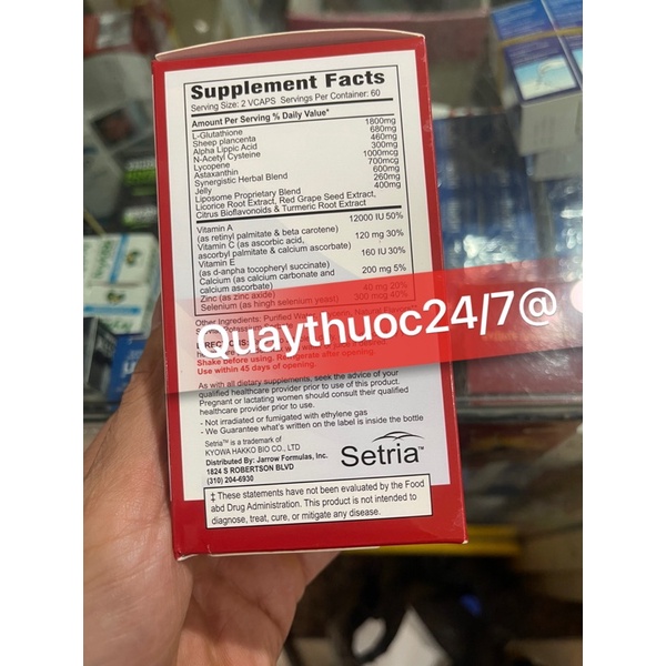 GLUTATHIONE 1800MG HỖ TRỢ ĐA,LÀM ĐẸP DA (60 viên)