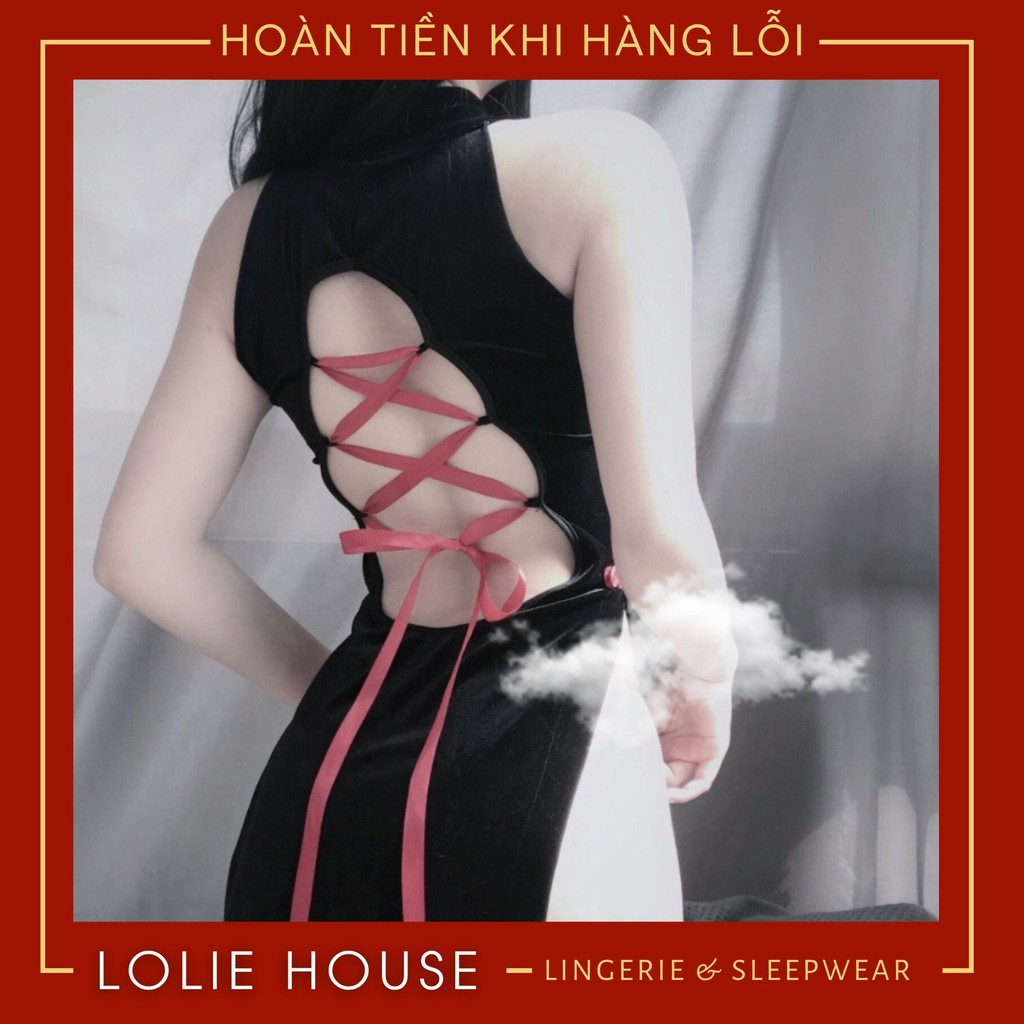 Cosplay Sườn xám đan dây sau lưng - Set váy ngủ sexy cosplay sườn xám LOLIE HOUSE - CP6