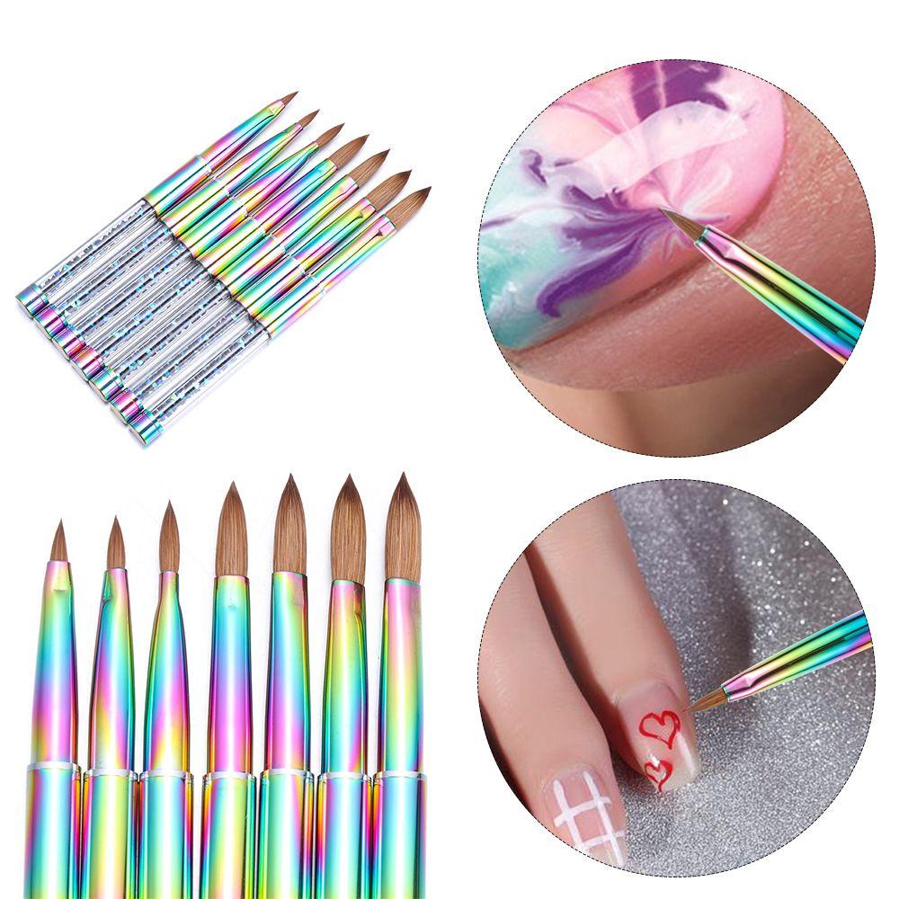 FANS tóc chồn Bàn chải nghệ thuật móng tay gradient đầy màu sắc được sơn dụng cụ