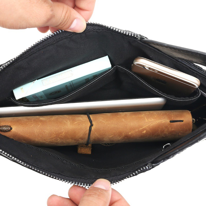 Túi Da Cầm Tay Thiết Kế Trẻ Trung Lịch Lãm Phong Cách Công Sở Cho Nam