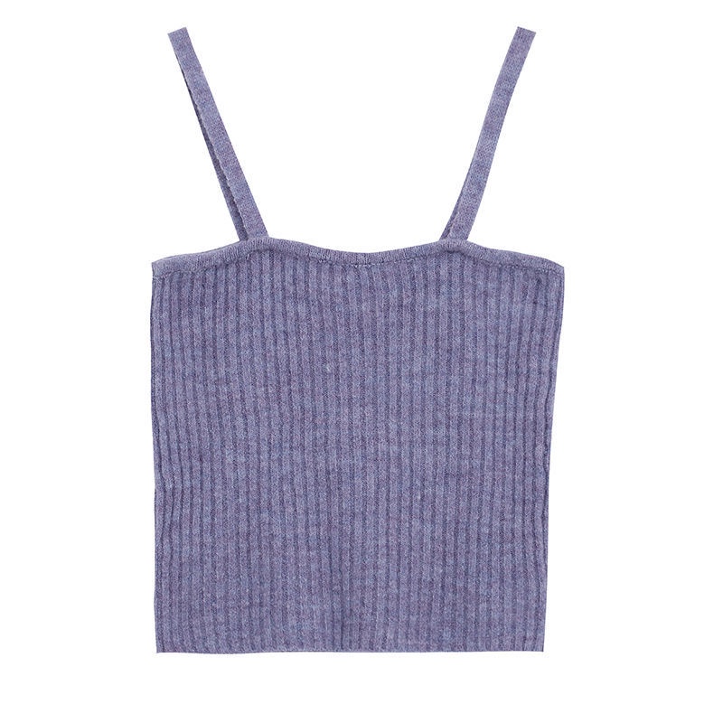 Áo len cardigan kèm áo hai dây dáng ngắn màu tím nhẹ nhàng phong cách mùa thu cho nữ