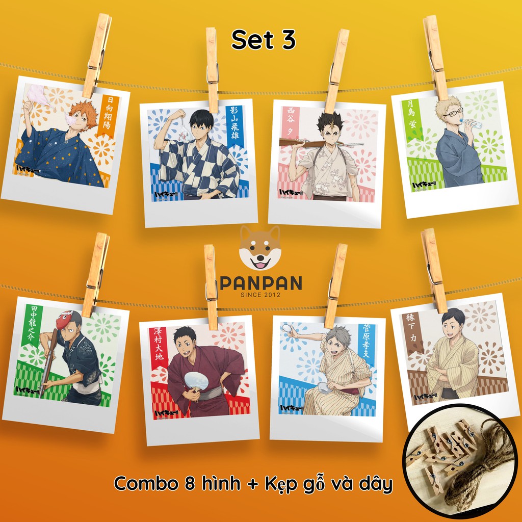 Combo 8 ảnh card lomo polaroid trang trí Anime Haikyu! 1 (tặng kèm dây và kẹp)