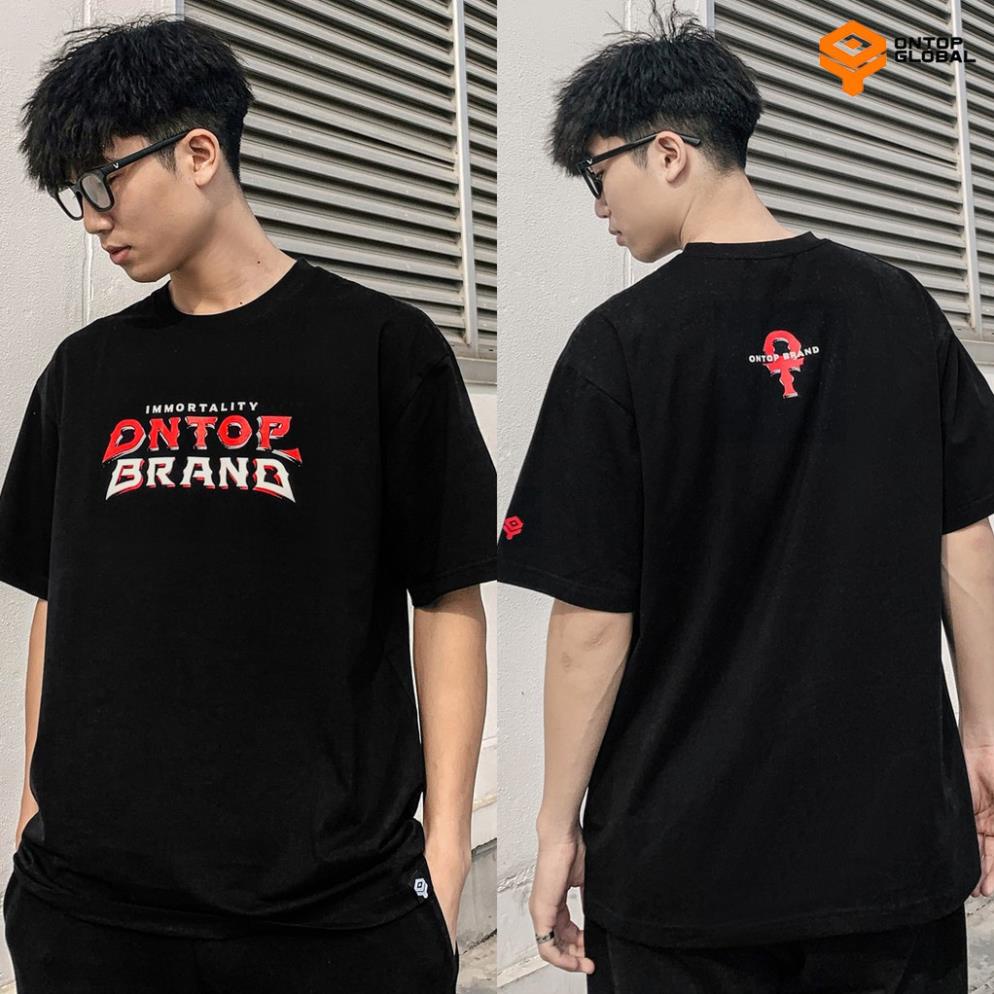 Áo thun tay lỡ form rộng nam nữ màu đen Gothic local brand ONTOP ྇