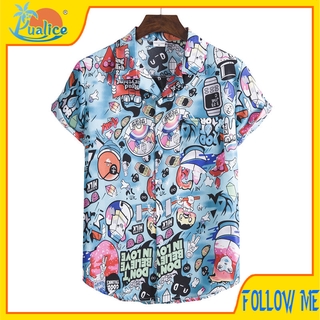 Original Guochao men's short sleeve shirt printing summer loose cardigan top new shirt men's casual