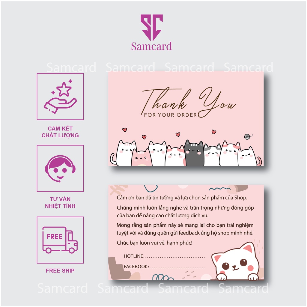 Name card cảm ơn, thiệp cảm ơn khách hàng kute có sẵn tại Samcard