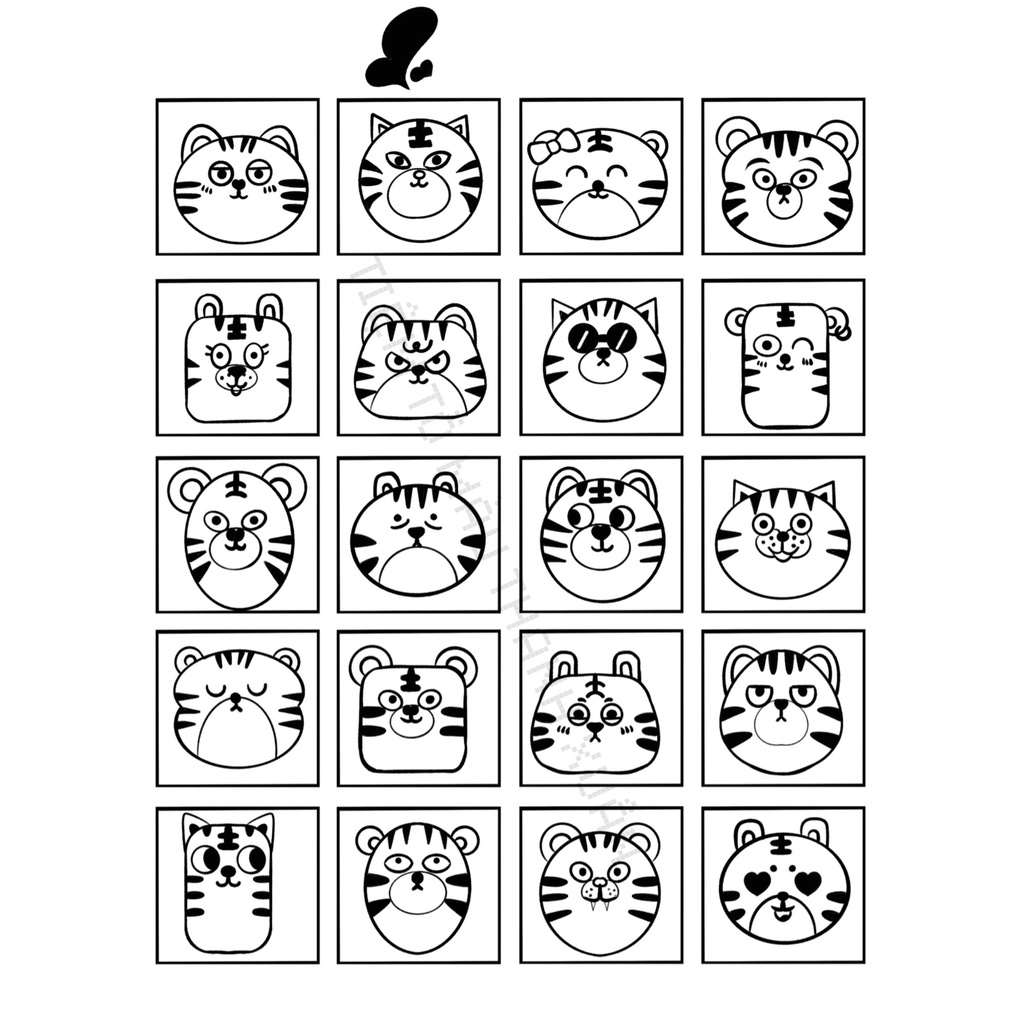 Set 12 Tờ Tranh Tô Màu Hình Vui Nhộn Cute Cho Bé Tô Màu Sáp, Màu Chì - Tiệm Tô Màu Thanh Xuân