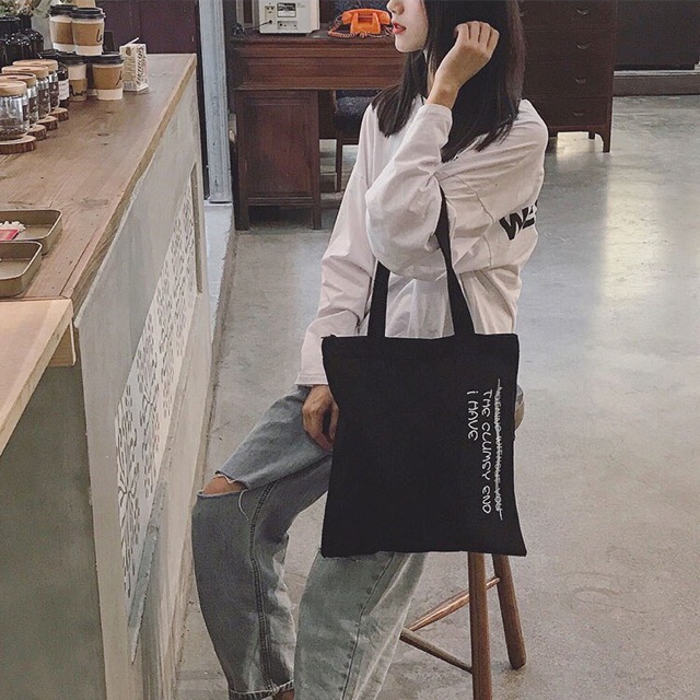 Túi tote chữ ngang ulzzang style Hàng Quảng Châu