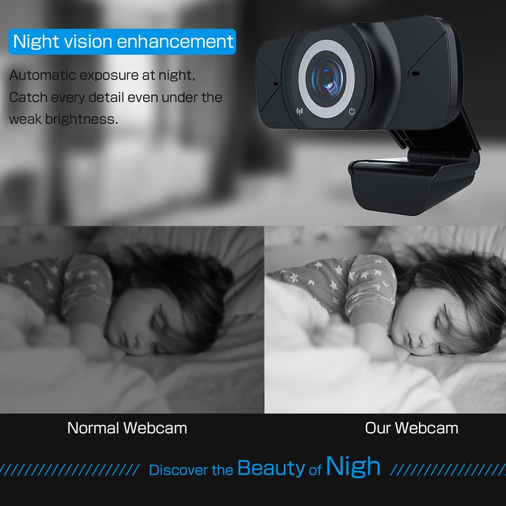 Webcam Kẹp 1080P Màn Hình Tích Hợp Míc - Webcam Máy Tính Hỗ Trợ Học Trực Tuyến, để bàn | WebRaoVat - webraovat.net.vn