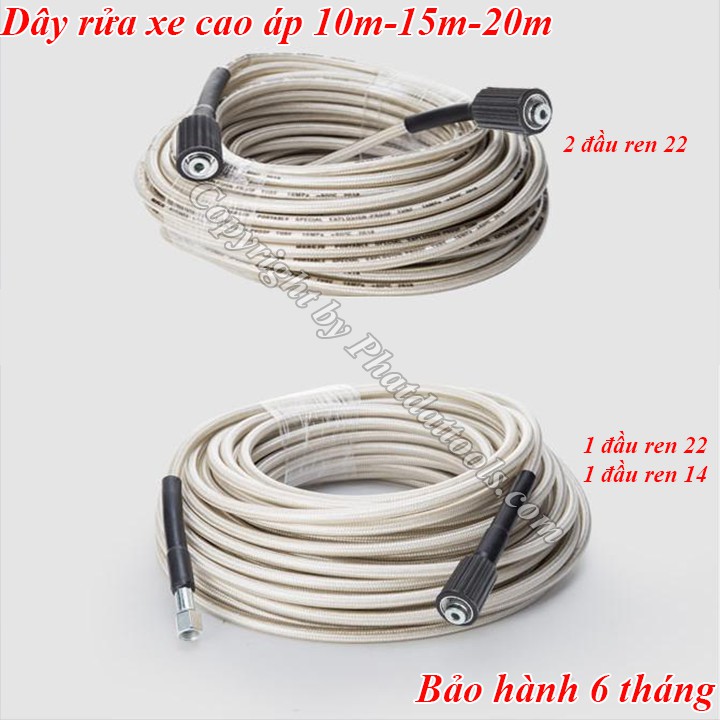 Cuộn Dây Rửa Xe 10m-15m-20m Cho Máy Rửa Xe Gia Đình-tặng Kèm Khớp Nối Dài Dây Rửa Xe-hàng Cao Cấp-màu Trắng