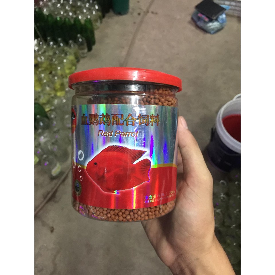 Thức ăn cho cá la hán, 3đuôi, cá koi, hồng két lên màu tự nhiên Red Parrot 280gr hãng porpoise