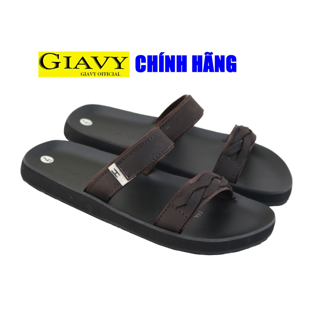 Dép nữ Giavy quai 2 dây da phối dù TK532