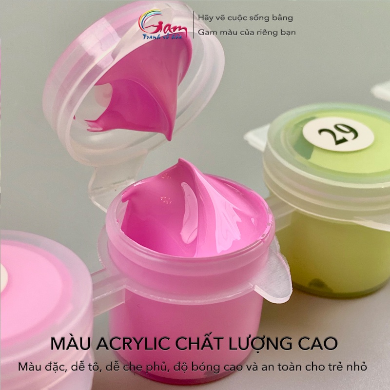 Tranh Số Hoá Hoa Tulip GAM Tự Tô Màu Mẫu Mới Nâng Cấp Lọ Màu To 5ml HL4634