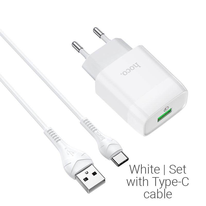 ⚡NowShip⚡💎 Bộ Sạc Nhanh 18W Hoco C72Q 3A Type C Micro USB PVC An Toàn Cho Samsung Huawei Xiaomi Oppo Android Chính Hãng