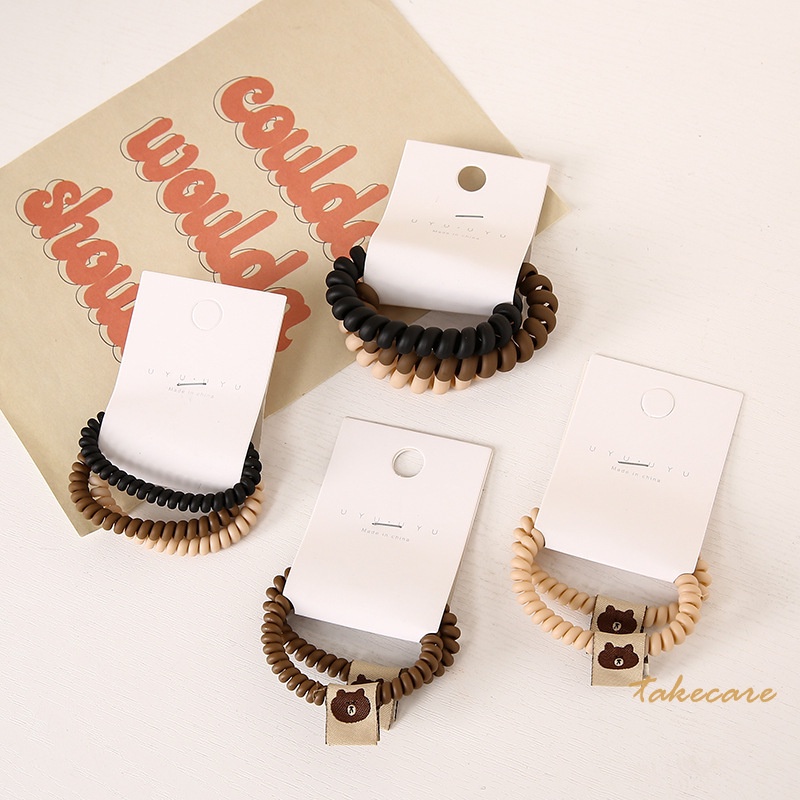 Bộ 2 dây buộc tóc dạng xoắn co giãn chống thấm nước tiện dụng