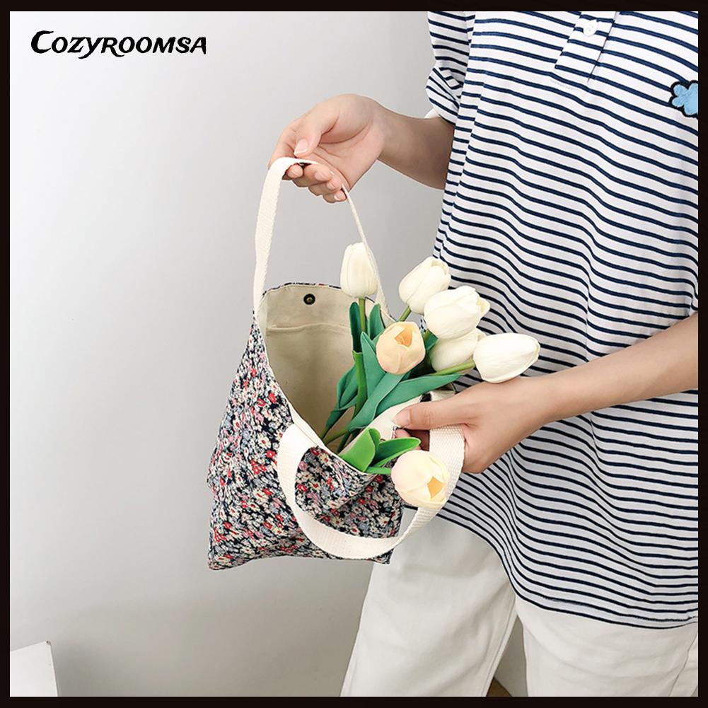 Túi xách canvas in họa tiết đơn giản cho nữ