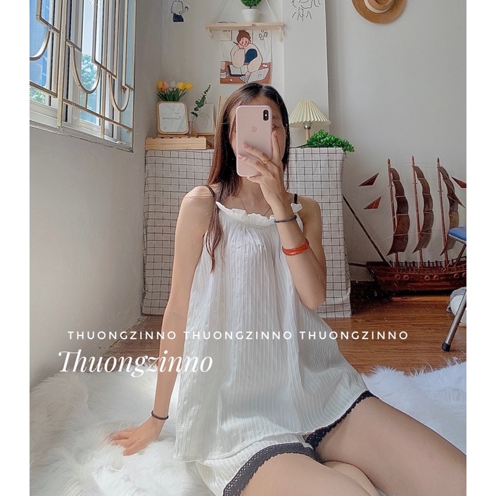[Ảnh thật/Video] SET BỘ MẶC NHÀ VIỀN REN ĐEN QUYẾN RŨ BỘ ĐỒ NHẸ NHÀNG