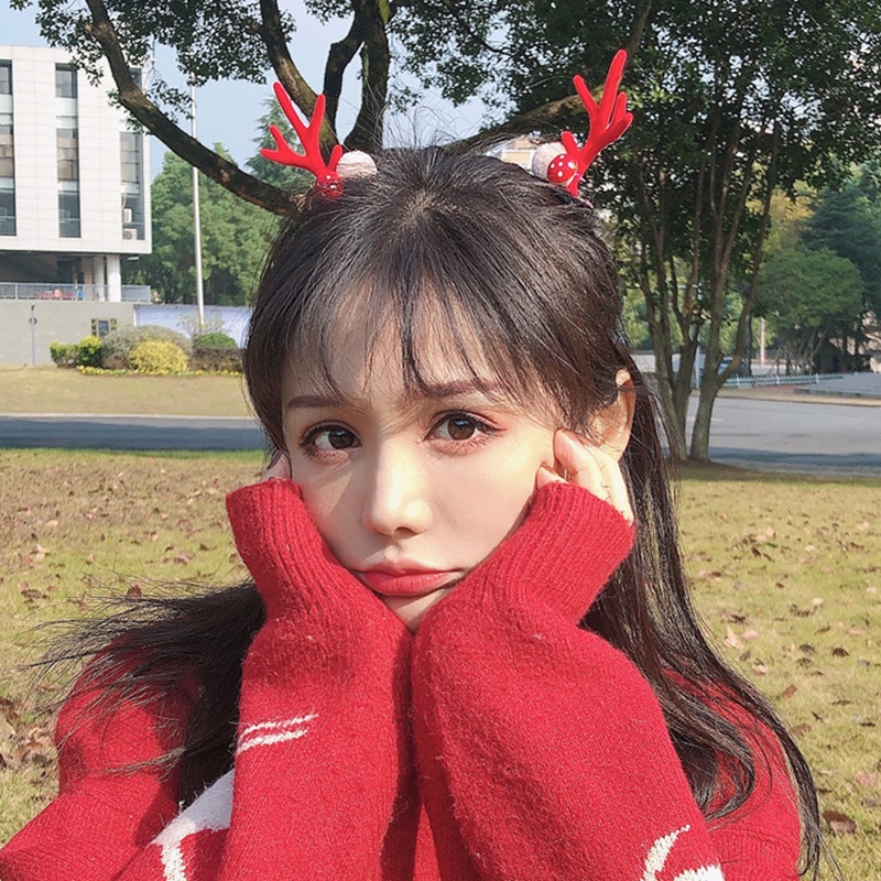 Cặp kẹp tóc hình sừng tuần lộc thời trang cho giáng sinh
