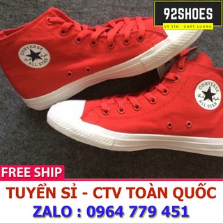 [Free ship] Giày thể thao CV CHUCK 2 TAYLOR  cổ cao màu đỏ trắng