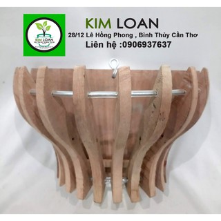 Combo 2 chậu lan gỗ ốp tường 27x17x17cm