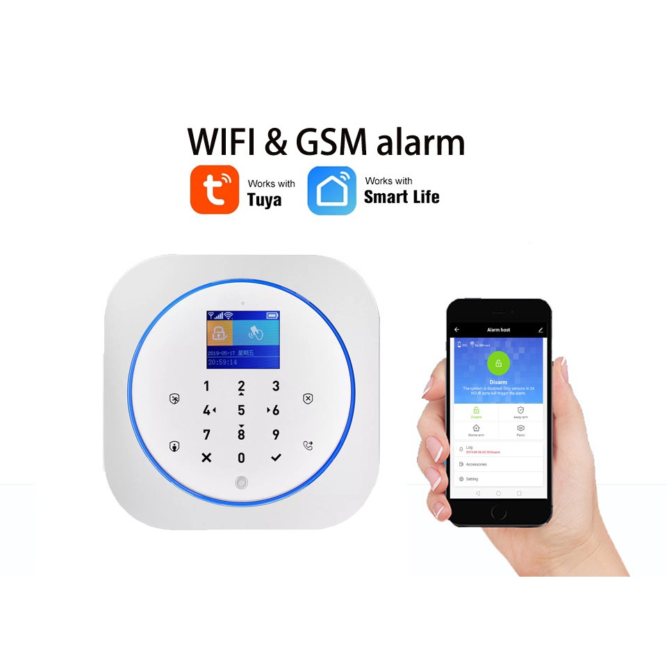 Báo Trộm Trung Tâm qua App Tuya Wifi + SIM GSM , Dùng Được Khi Mất Điện - Báo động Điện Thoại