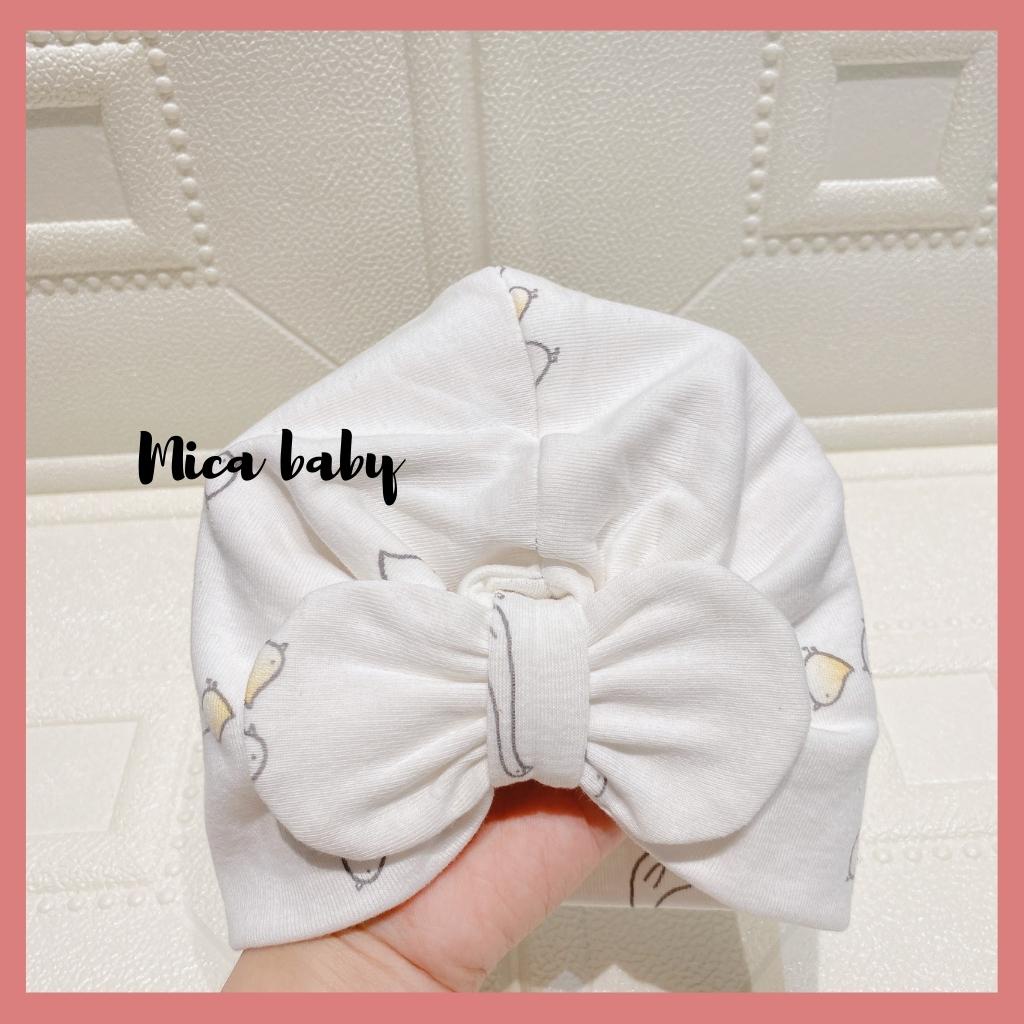 Mũ turban màu trắng họa tiết gà con đáng yêu cho bé Mica baby MTB97