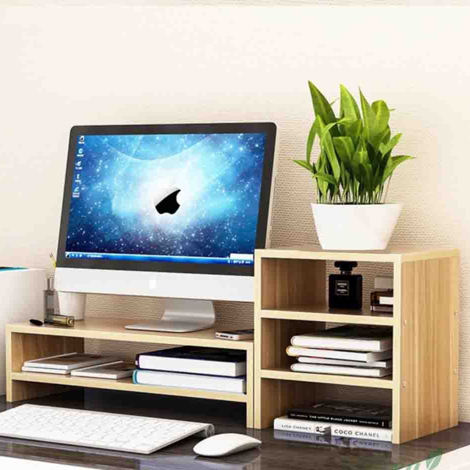 Kệ để màn hình máy tính, giá sách đa năng thông minh để trang trí bàn làm việc, bàn học 1, 2, 3 tầng bằng gỗ giá rẻ nhất | BigBuy360 - bigbuy360.vn