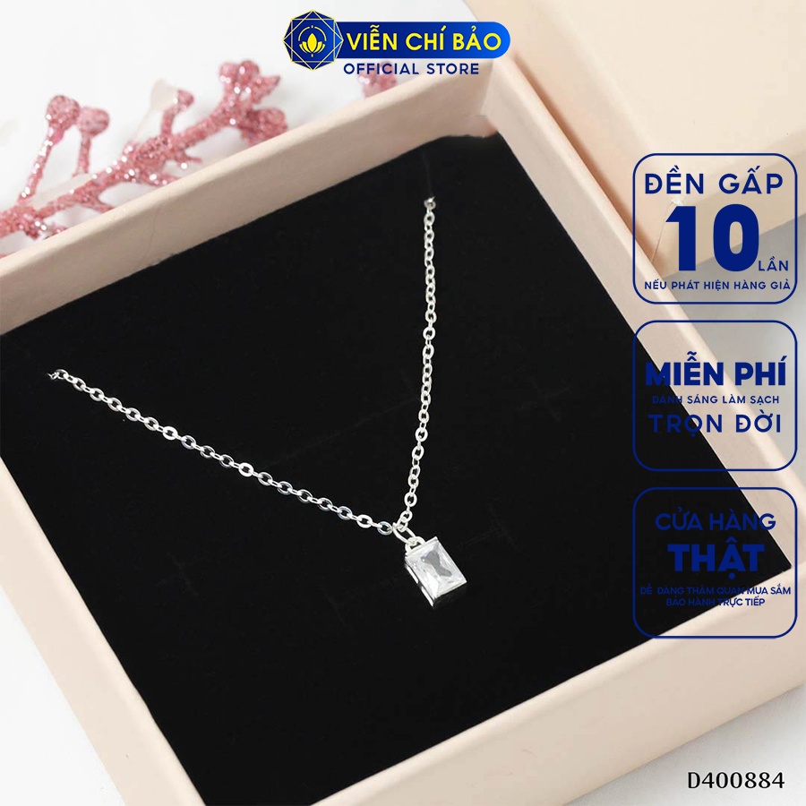 Day chuyền bạc nữ mặt đá trắng chất liệu bạc 925 thời trang phụ kiện trang sức Viễn Chí Bảo D400884