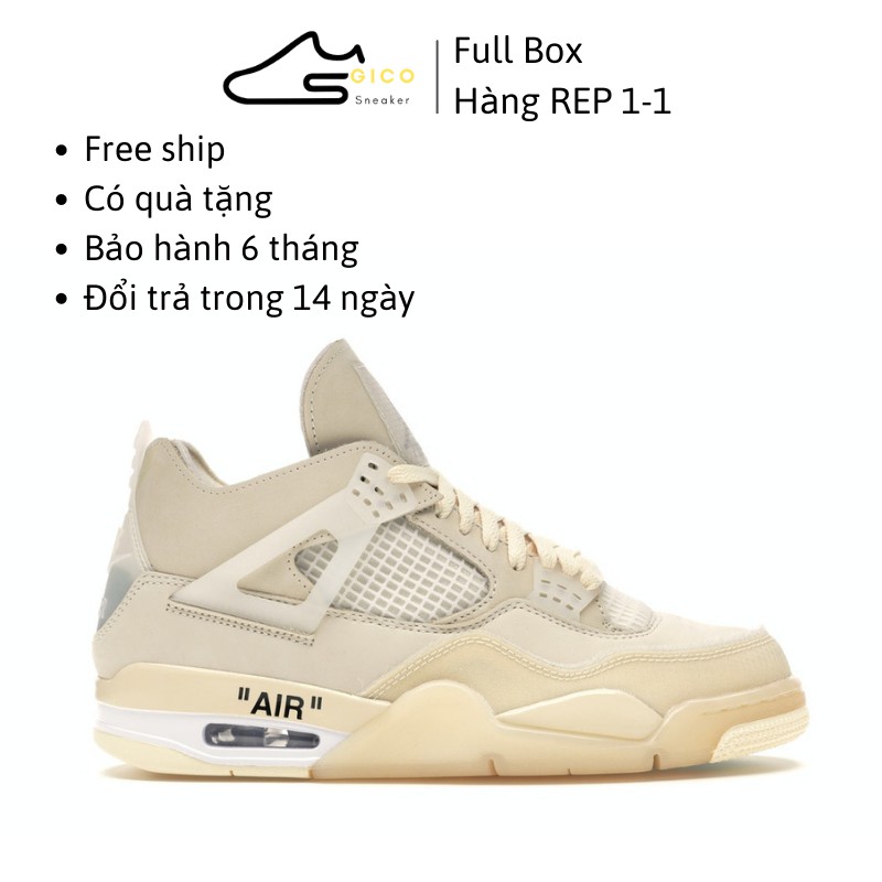 Giày jordan 4 off white thể thao sneaker nam nữ đế cao cao cấp full box