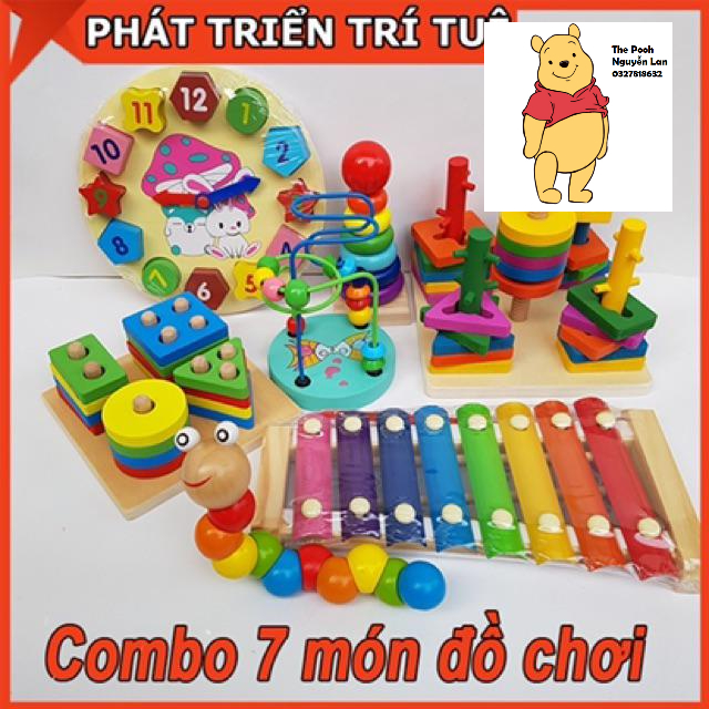 Combo 7 Món Đồ Chơi Gỗ Phát Triển Trí Tuệ Cho Bé