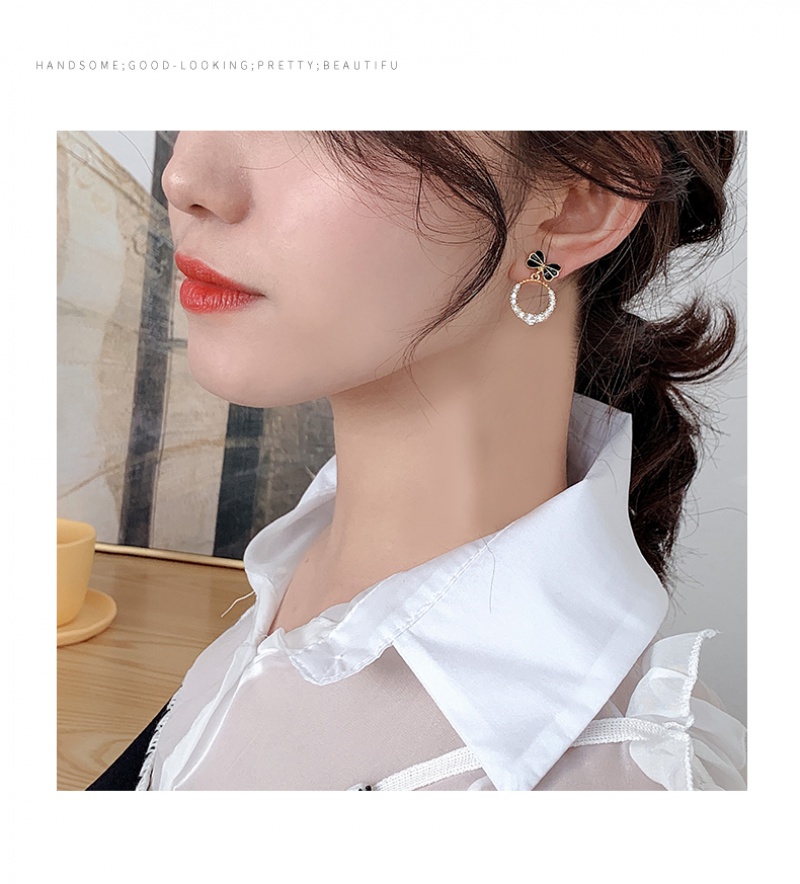 Hoa tai hình nơ đính đá lấp lánh phong cách cổ điển cho nữ