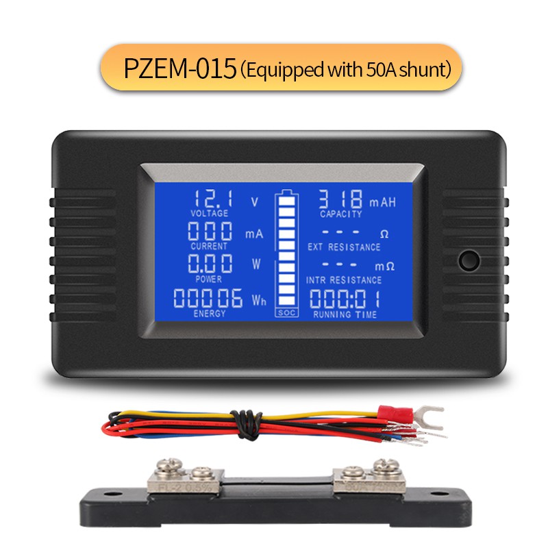 PZEM-015 0-200V 50A 100A 200A 300A Máy đo xả pin Công suất Nguồn Năng lượng Trở kháng Điện trở Ampe kế kỹ thuật số Vôn kế Đồng hồ đo năng lượng có Shunt