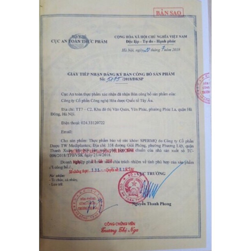 Sperm Q - Giúp tăng số lượng &amp; chất lượng tinh trùng (Hộp 30 Viên)