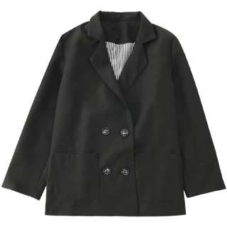 Order - Blazer đen kẻ sọc dáng ngắn -BL03