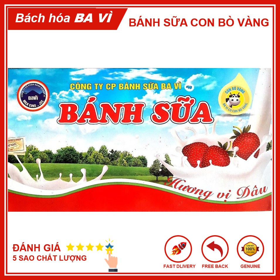 Bánh Sữa Hương Dâu Con Bò Vàng Ba Vì 170g