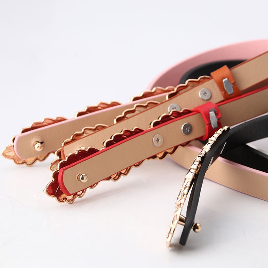 Thắt Lưng Da PU Khóa Hợp Kim Họa Tiết Chiếc Lá Thời Trang