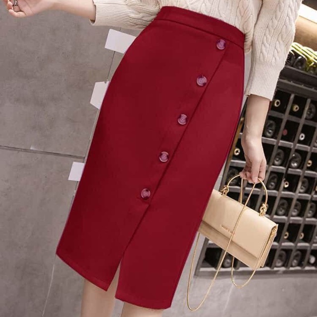 Chân váy bút chì năm nút