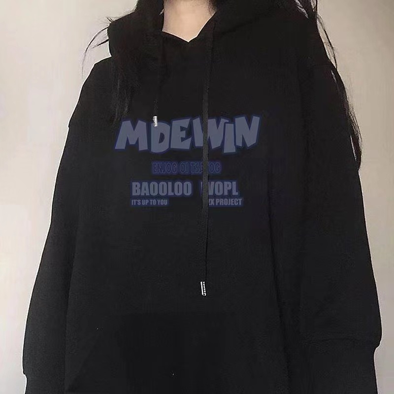 Áo hoodie ZHELIHANGFEI tay dài dáng rộng phong cách preppy thời trang mùa đông