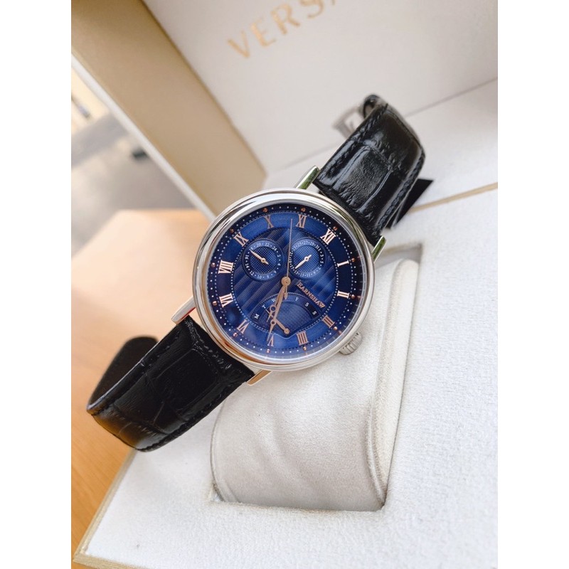 Đồng hồ nam Thomas Earnshaw Men's Beaufort Blue Dial Leather Watch dây da đen chính hãng .