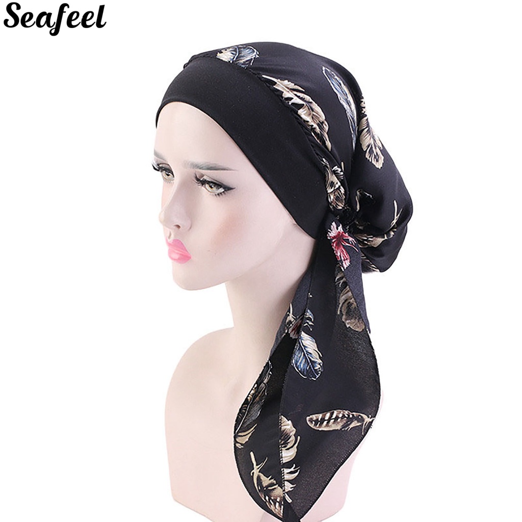 sf_ Skin-friendly Head Wrap Imitation Silk Women Turban Cap Smooth Hair Accessories