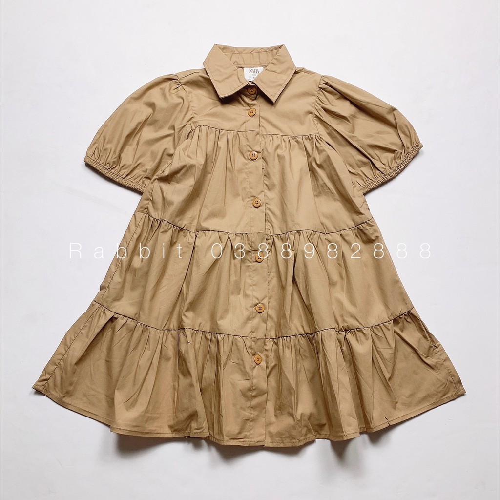 Váy babydoll nâu tây - RABBITSHOP