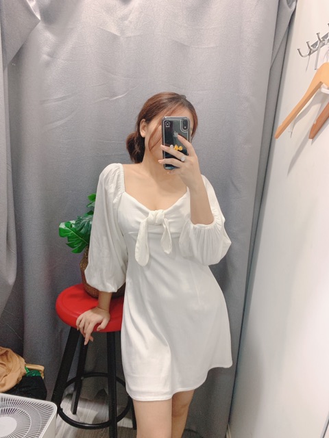 ĐẦM TRẮNG CỘT NƠ NGỰC - SANY DRESS