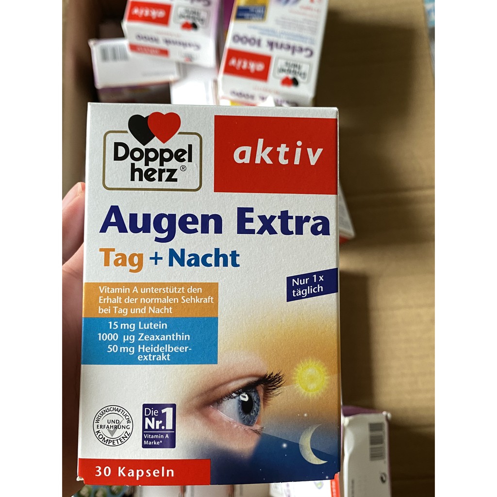 VIÊN UỐNG BỔ MẮT DOPPELHERZ AUGEN EXTRA TAG+NACHT của Đức