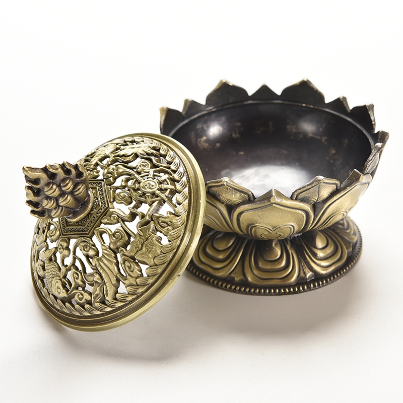 Hộp Đốt Trầm Hương Bằng Gỗ Hình Hoa Sen Kèm 3 Ngăn Tiện Lợi