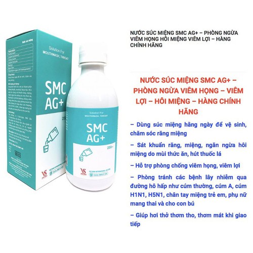 Nước Súc Miệng Nano Bạc Sát Khuẩn SMC AG+(chai 250ml)